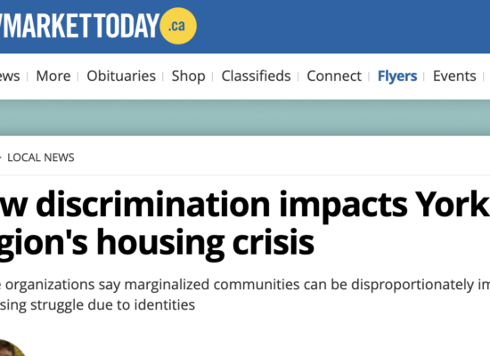 Article headline on discrimination and homelessness